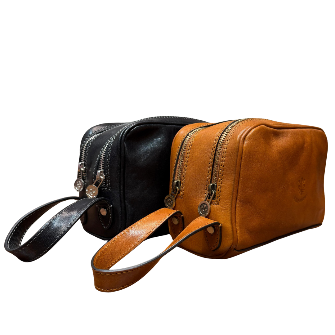 handcrafted Italian leather toiletry bag — wrist by Forenzio