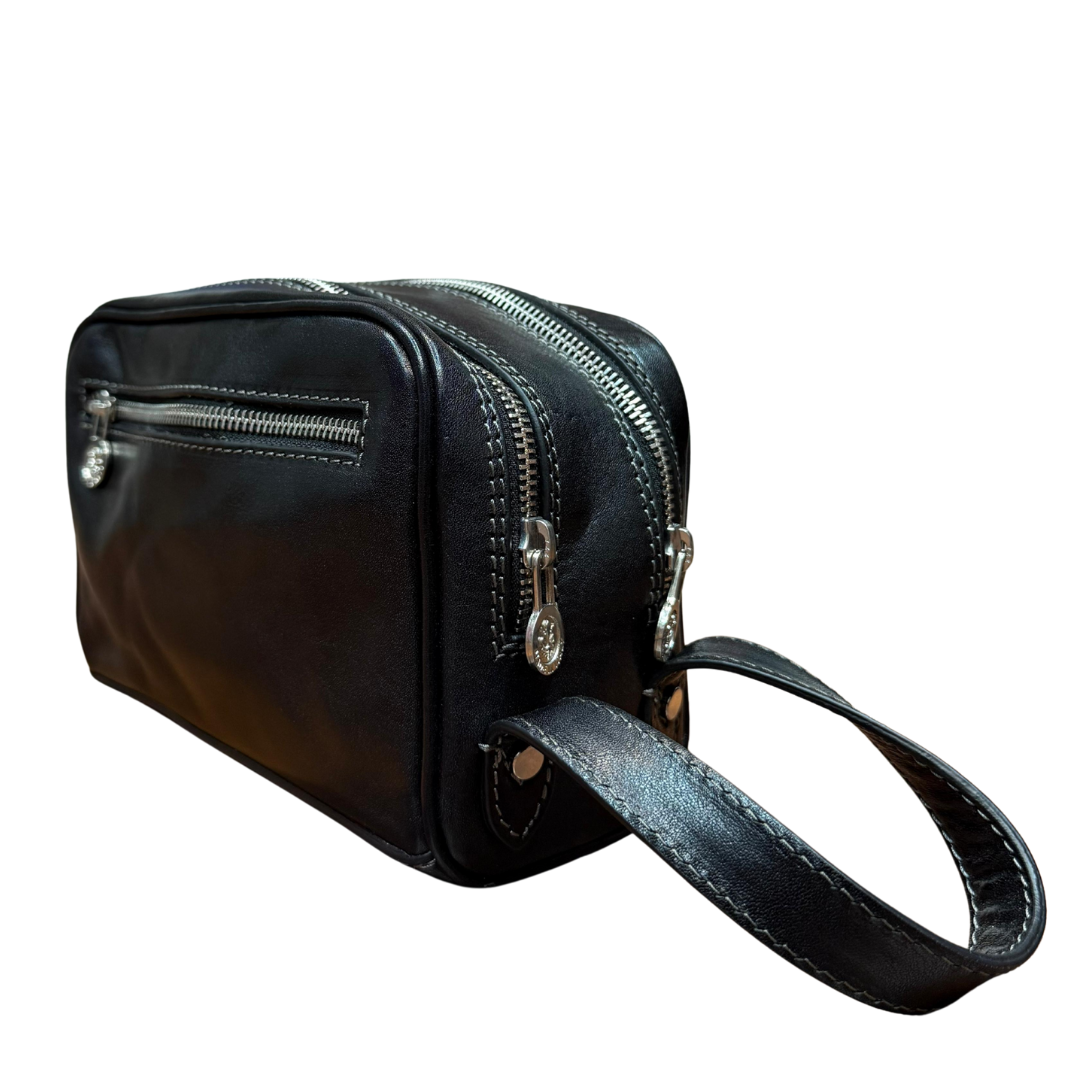 handcrafted Italian leather toiletry bag — wrist by Forenzio