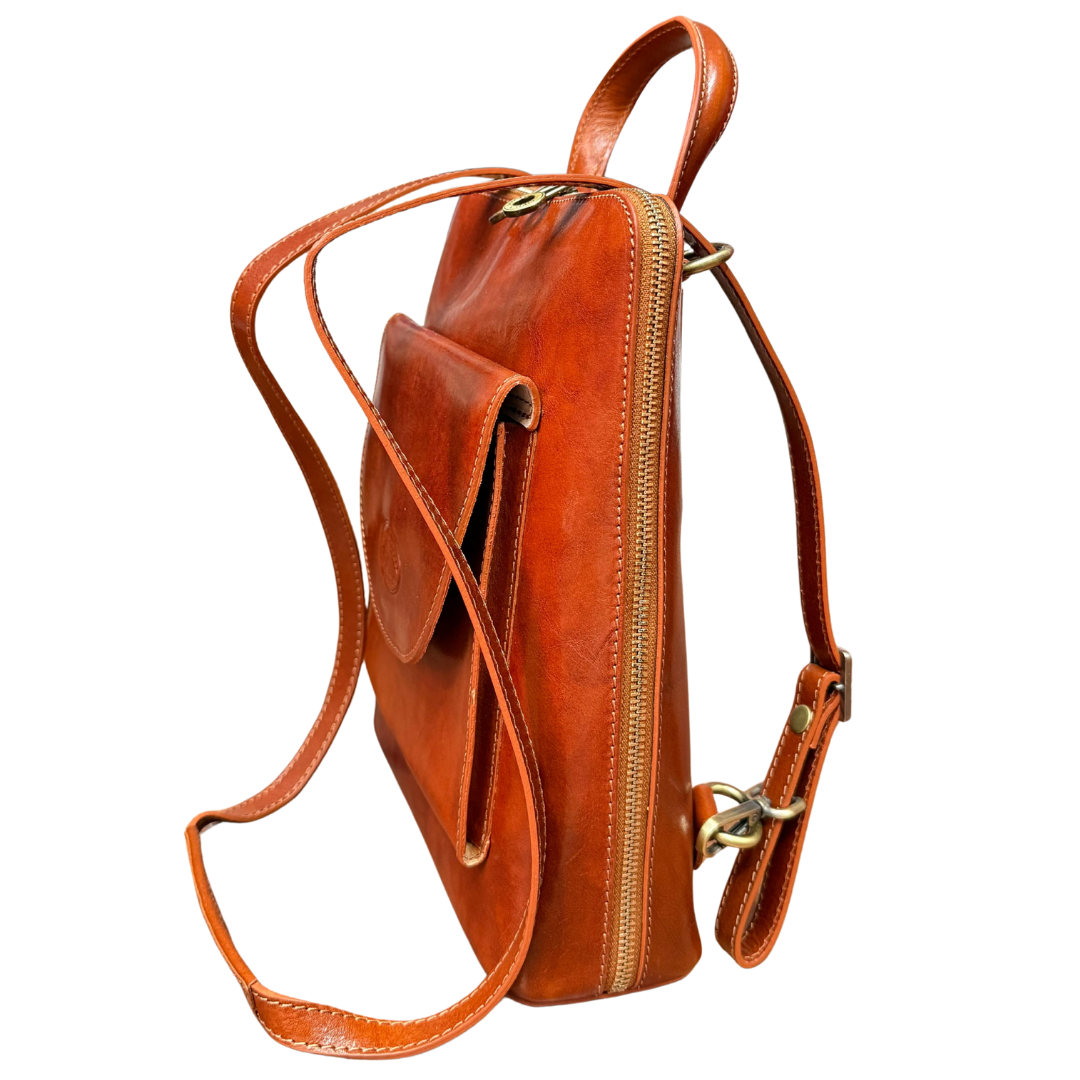 handcrafted Italian leather backpack — Glossy
