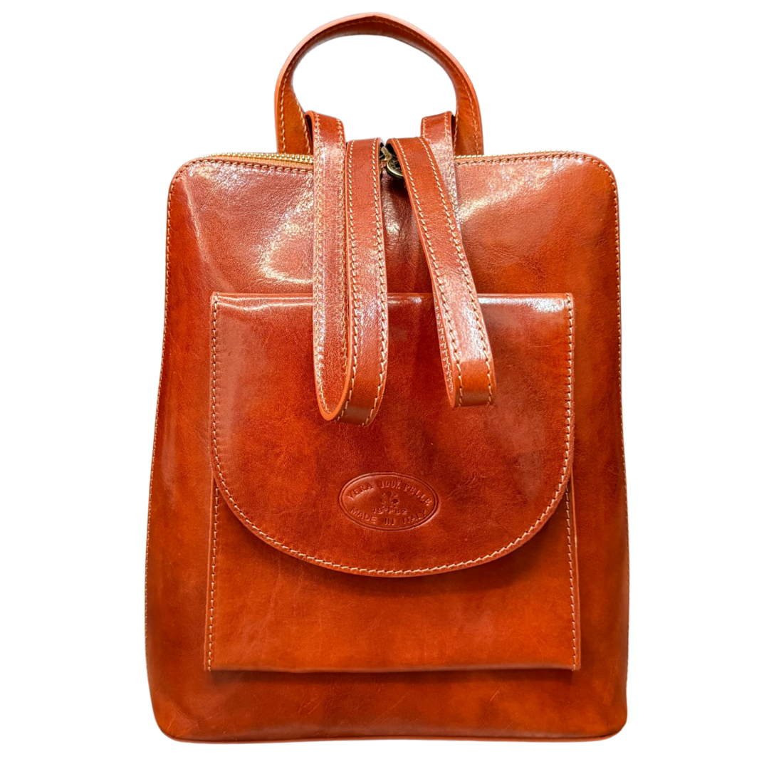 handcrafted Italian leather backpack — Glossy