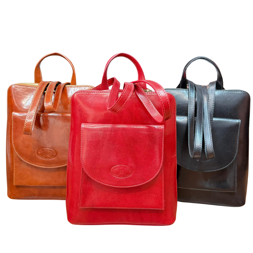 handcrafted Italian leather backpack — Glossy